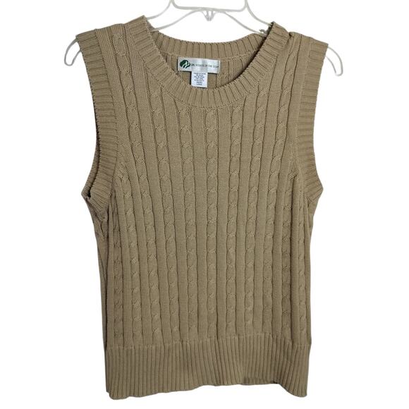 4453)Vtg Girls Scouts of the USA 2 pcs Beige Cable Knit Sweater and Vest Large - Picture 6 of 11
